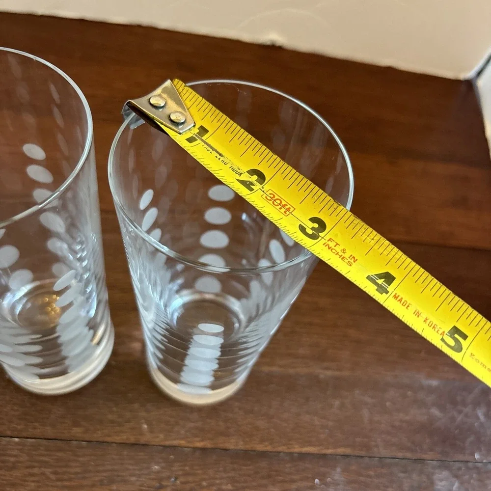 2 Mikasa Cheers Highball Tumbler Tom Collins‎ Glasses Etched 7.25 Dots / Bubbles